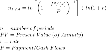 Solve For Number Of Periods On Annuity (PV) - Formula (with Calculator)